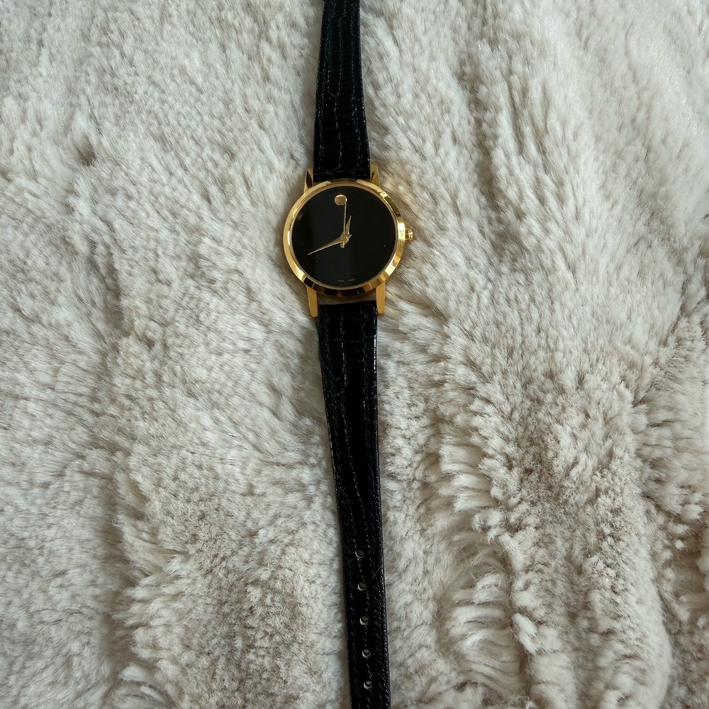 Movado Black and Gold Women's Watch